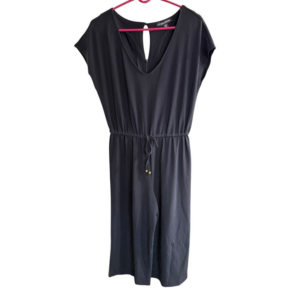 Boston Proper Crop Jumpsuit Black Women's Wide Leg M Whimsigoth Witchy Gothic - Picture 1 of 11